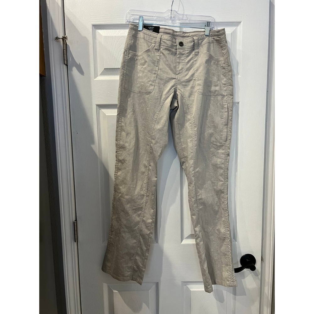 Kuhl Pants Linen Blend Beige Straight Leg Kuhlkurve Outdoor Hiking Women 8 Reg